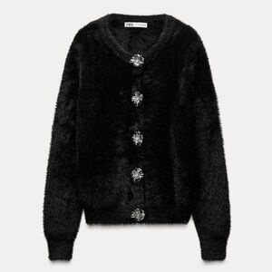 ZARA FAUX FUR KNIT JACKET